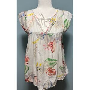 Levis Womens Small V Neck Top Floral Lightweight Breathable Vacation Resort